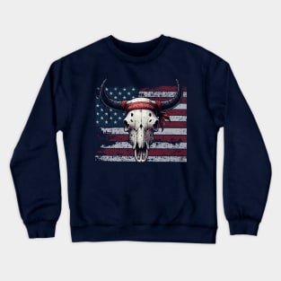 American Flag and Cattle Skull Crewneck Sweatshirt